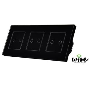 Wise pametni prekidač 6 tastera – modularni sa 3 modula – stakleni panel crni - Slika 1