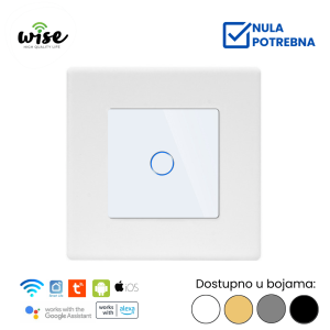 Wise pametni prekidač – 1 taster, PVC mat panel - Slika 3