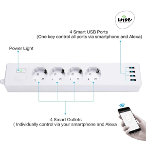 WISE pametni produžni kabl sa 4 utičnice i 4 USB priključka - Slika 4