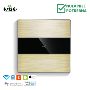 Wise pametni prekidač, 1 taster „bez nule“, krem boja, aluminijumski panel - Slika 1