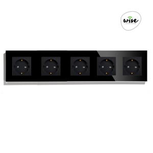 Wise modularni panel sa 5 utičnica – stakleni panel crni - Slika 1