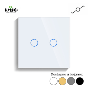 Wise naizmenični prekidač, 2 tastera – stakleni panel - Slika 4