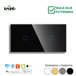 Wise pametni prekidač, 1t + 1t, „bez nule“ , staklo - Slika 4