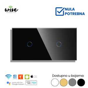 Wise pametni prekidač 1t + 1t staklo - Slika 1