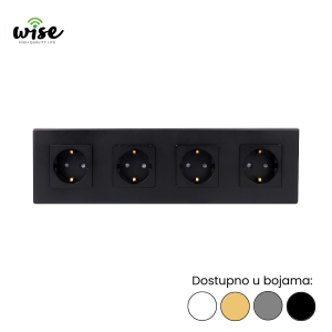 Wise modularni set, četvorostruka šuko utičnica, plastični panel - Slika 2