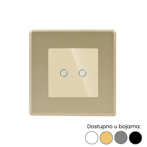 WISE standardni prekidač na dodir – 2 tastera, PVC panel + kaljeno staklo - Slika 4