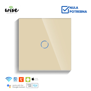 Wise pametni prekidač, 1 taster – stakleni panel krem - Slika 1