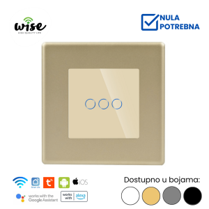 Wise pametni prekidač – 3 tastera, PVC mat panel - Slika 2