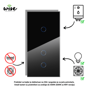 Wise set za kupatilo, 1t + 2t, staklo crna - Slika 2