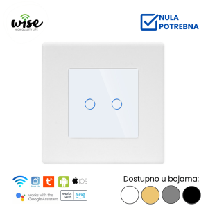 WISE pametni prekidač – 2 tastera, PVC mat panel - Slika 2