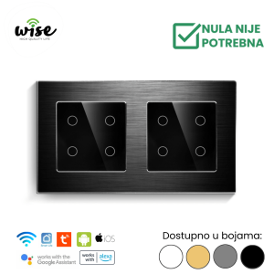 Wise pametni prekidač, 4t + 4t, „bez nule“ , aluminijum - Slika 3