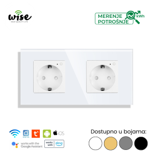 Wise pametna utičnica, modularna dupla 16A, sa mernjem potrošnje, stakleni panel - Slika 2
