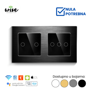 Wise pametni prekidač 2t + 3t, aluminijum - Slika 1