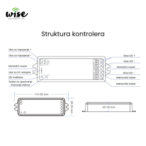 Wi-Fi LED dimabilni kontroler za jednobojnu / dvobojnu LED traku WSHL22 - Slika 5