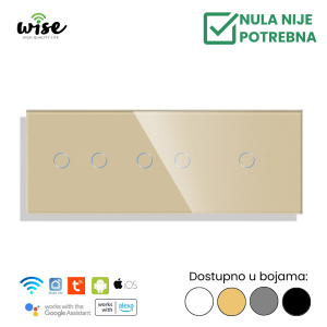 Wise pametni prekidač, 2t + 2t + 1t, „bez nule“ , staklo - Slika 4
