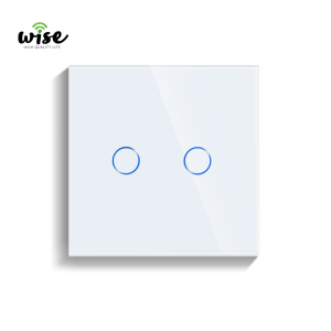 Wise standardni prekidač na dodir – 2 tastera, staklo bela - Slika 1