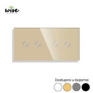 Wise standardni prekidač na dodir, 2t + 2t, staklo - Slika 4