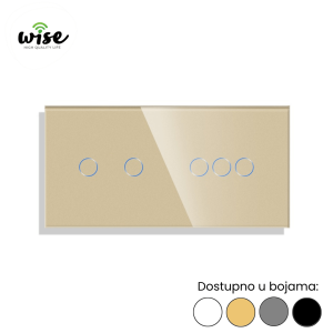 Wise standardni prekidač na dodir, 2t + 3t, staklo - Slika 3
