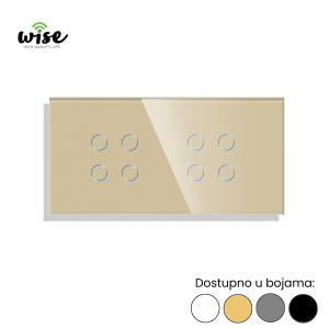 Wise standardni prekidač na dodir, 4t + 4t, staklo - Slika 1