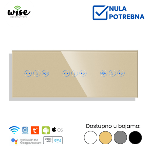 Wise pametni prekidač za tri roletne/zavese staklo - Slika 4