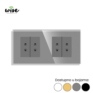 Wise set 4 Euro utičnice – staklo - Slika 1