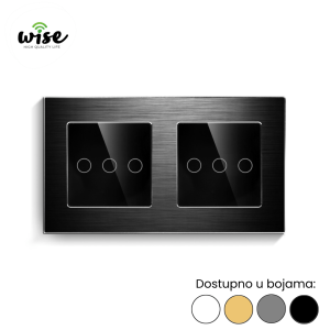 Wise standardni prekidač na dodir, 3t + 3t, aluminijum - Slika 2