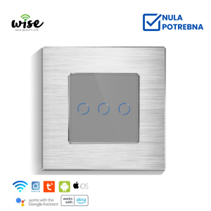 Wise pametni prekidač, 3 tastera – aluminijumski panel sivi - Slika 1