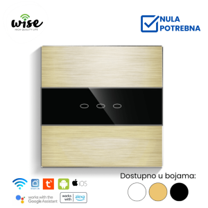Wise pametni prekidač, 3 tastera – aluminijumski panel - Slika 1