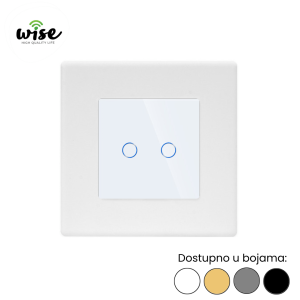WISE standardni prekidač na dodir – 2 tastera, PVC panel + kaljeno staklo - Slika 2