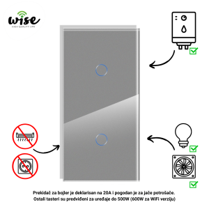 Wise set za kupatilo, 1t + 1t, staklo siva - Slika 2