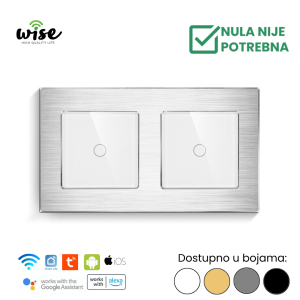 Wise pametni prekidač, 1t + 1t, „bez nule“ , aluminijum - Slika 2