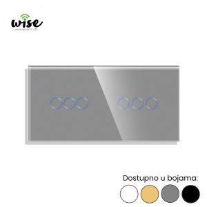 Wise standardni prekidač na dodir, 3t + 3t, staklo - Slika 4