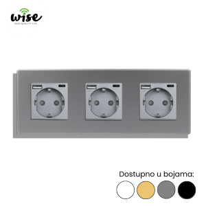 Wise modularni panel sa 3 standardne utičnice 16A + USB A/C punjač – PVC panel - Slika 2