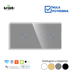 Wise pametni prekidač 1t + 2t, staklo - Slika 1