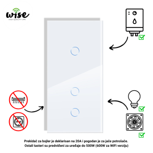 Wise set za kupatilo, 1t + 2t, staklo bela - Slika 2