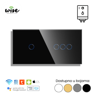Wise set za kupatilo, 1t + 3t, staklo crna - Slika 1