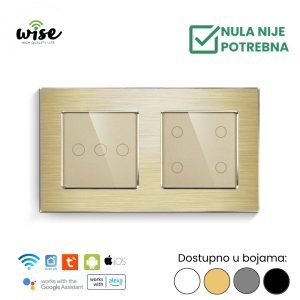 Wise pametni prekidač, 3t + 4t, „bez nule“ , aluminijum - Slika 2