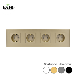 Wise modularni set, četvorostruka šuko utičnica, plastični panel - Slika 3