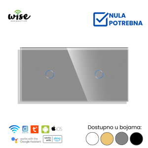 Wise pametni prekidač 1t + 1t staklo - Slika 3