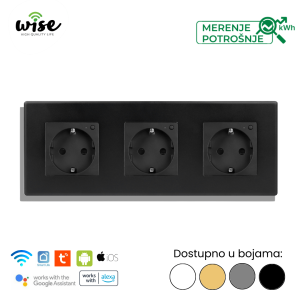 Wise trostruka pametna utičnica 16A sa merenjem potrošnje – PVC panel - Slika 1