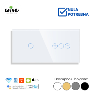 Wise pametni prekidač 1t + dimer, staklo - Slika 3
