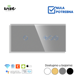 Wise pametni prekidač 1t + dimer, staklo - Slika 1