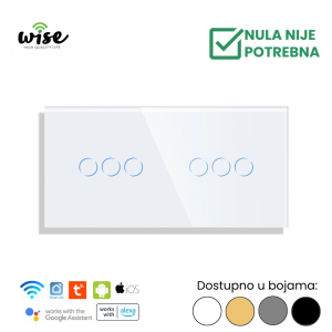 Wise pametni prekidač, 3t + 3t, „bez nule“ , staklo - Slika 2