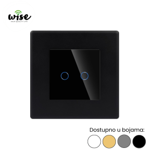 WISE standardni prekidač na dodir – 2 tastera, PVC panel + kaljeno staklo - Slika 3