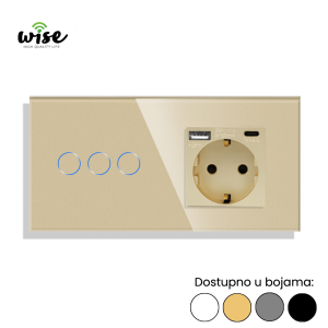Wise modularni set standardni prekidač 3t + šuko utičnica sa A/C punjačem - Slika 4