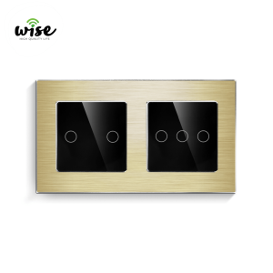 Wise standardni prekidač na dodir, 2t + 3t, aluminijum krem - Slika 1