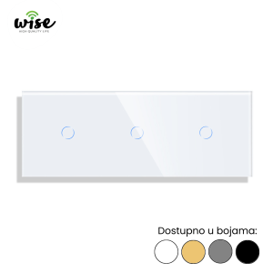 Wise standardni prekidač na dodir, 1t + 1t + 1t, staklo - Slika 2