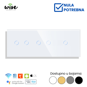 Wise pametni prekidač 2t + 2t + 1t staklo - Slika 4