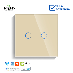 Wise pametni prekidač, 2 tastera – stakleni krem panel - Slika 1