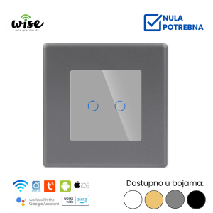 WISE pametni prekidač – 2 tastera, PVC mat panel - Slika 1